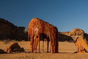 Aseel Al Yaquob, _Weird Life: An ode to desert varnish_ (2024). Exhibition view: Desert X AlUla (9 February–23 March 2024). Courtesy The Royal Commission for AlUla. Photo: Lance Gerber.